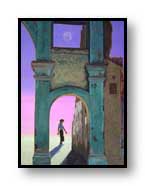 The painting shows my daughter Anneliese as seen through a ruin in Clifton, Arizona