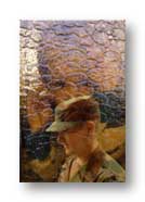 background shows my son Peter as a small boy looking through a decorative glass panel, foreground as he is now. A Photoshop intervention.
