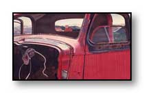 Painting: "The Retired Traveller" - &copy;1981-C.E.Newland - acrylic - Private Collection