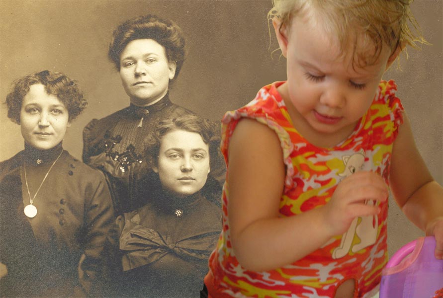 My granddaughter Seline with my Grandmother and great aunts-Bloodline-©2008-C.E.Newland - Digital Image