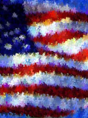 flag photo with a Xaos filter applied in Photoshop.We The People...©2001-C.E.Newland.Digital Image
