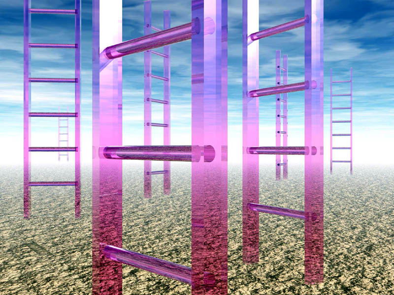 Bryce and Photoshop-Ladders-©2010-C.E.Newland - Digital Image
